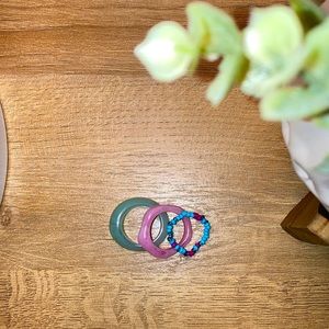 Resin and Beaded Ring Set